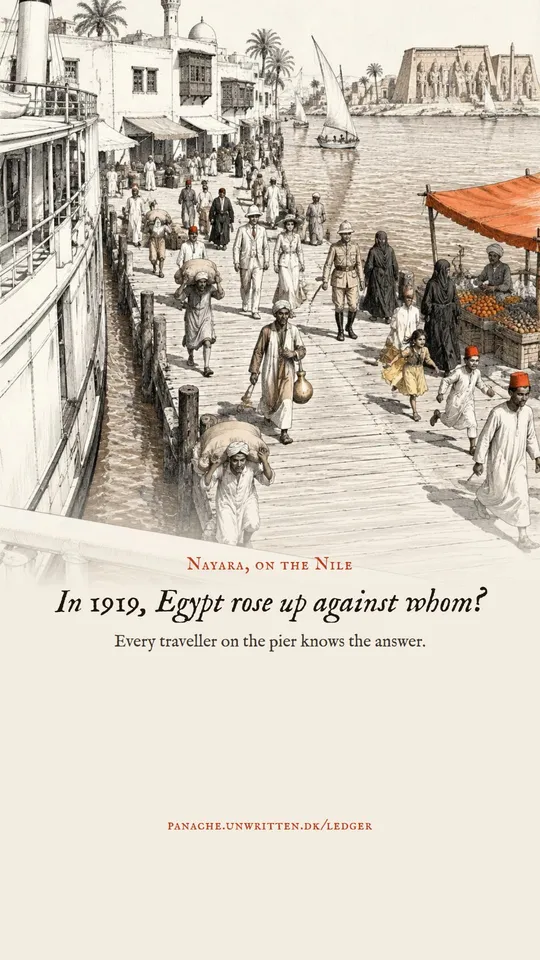 Story frame: Nayara on the Nile. “In 1919, Egypt rose up against whom?”