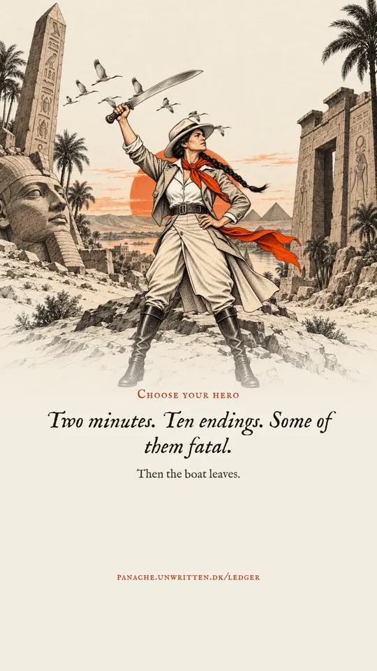 Story frame: choose your hero. “Two minutes. Ten endings. Some of them fatal.”